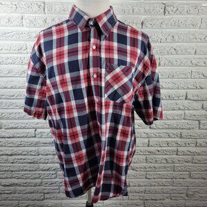 Fourcast Mens Shirt 5X Short Sleeve Blue Plaid Pocket Casual Collar PLA71XE